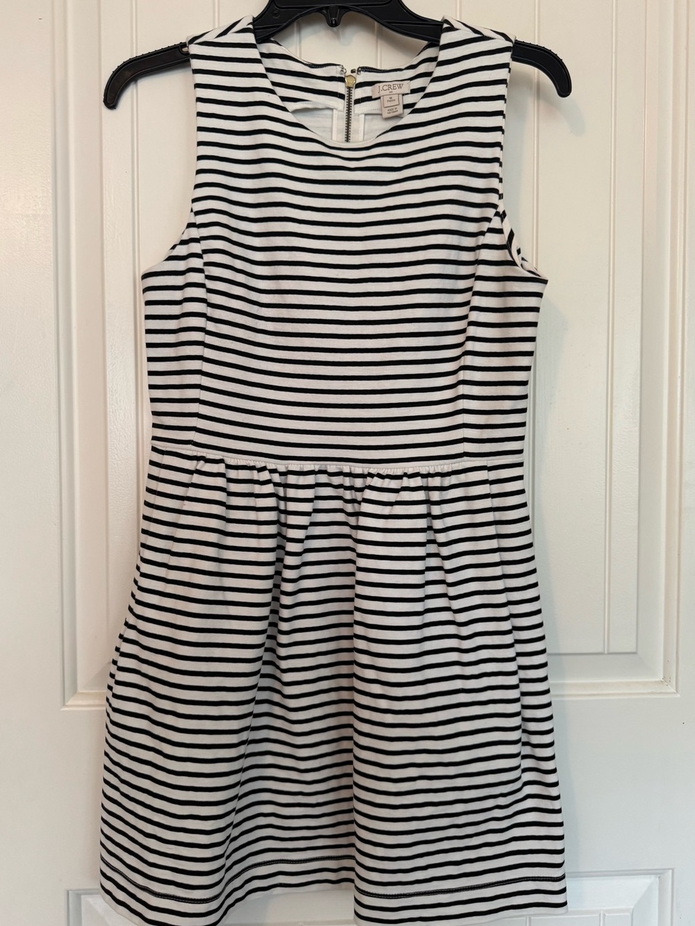 J. Crew Girls Black and White Striped Sleeveless Dress